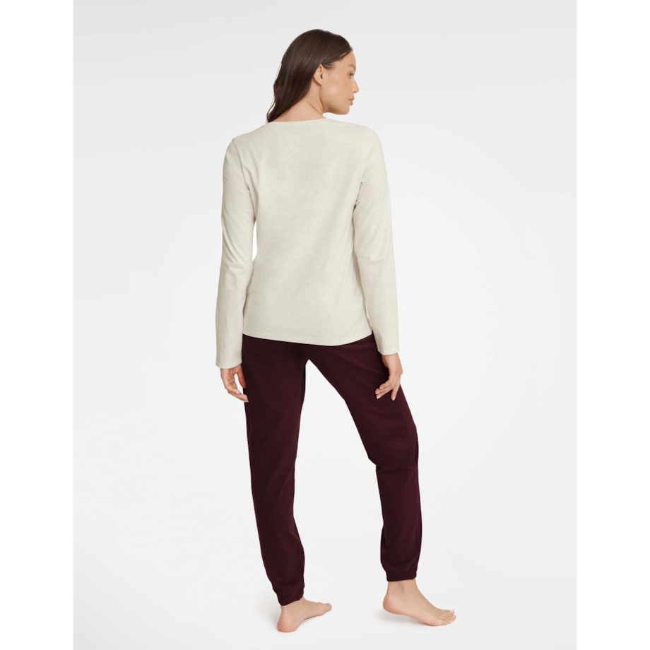 Piżama Gracy 40930-08X Beżowo-Bordowa Beżowo-Bordowy, XL