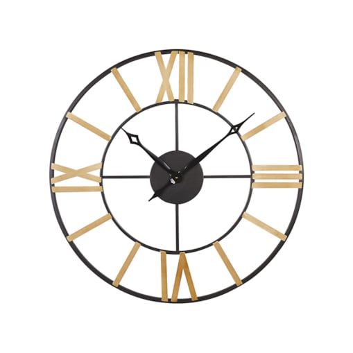 Zegar ścienny ø 80 cm czarny ze złotym VALSOT