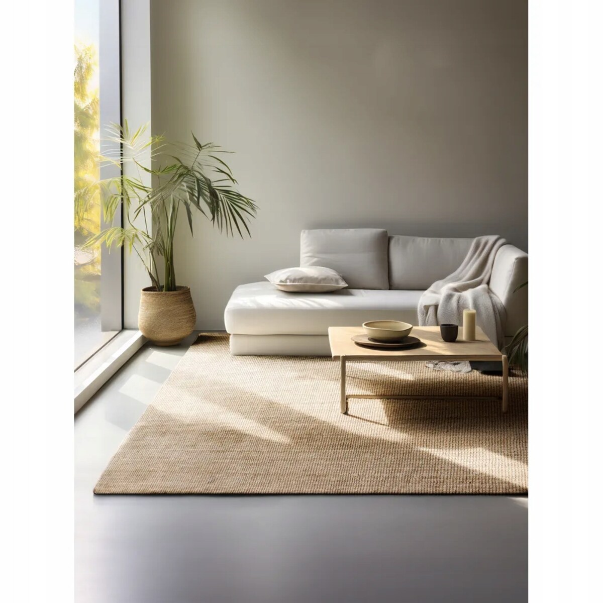 Dywan jutowy do salonu 190x280cm, naturalny beżowy dywan z juty