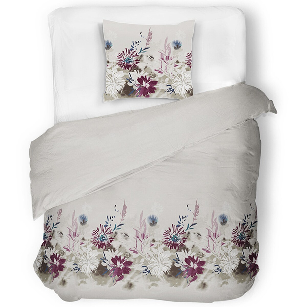 konsimo LANIUS komplet pościeli z bawełny satynowej, kwiatowy wzór, 140x200