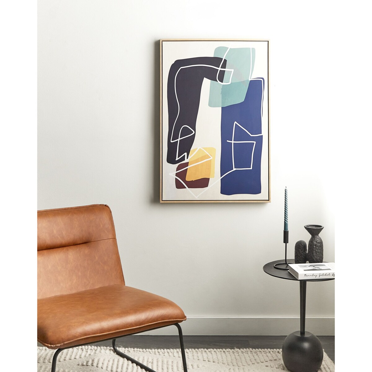 Obraz na płótnie w ramie abstrakcyjny 63 x 93 cm wielokolorowy FRISA