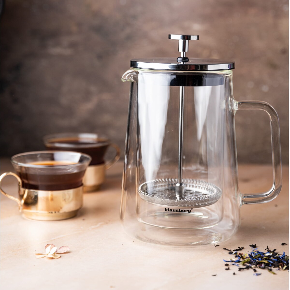 Zaparzacz do kawy herbaty 0.60L French Press srebrny KLAUSBERG
