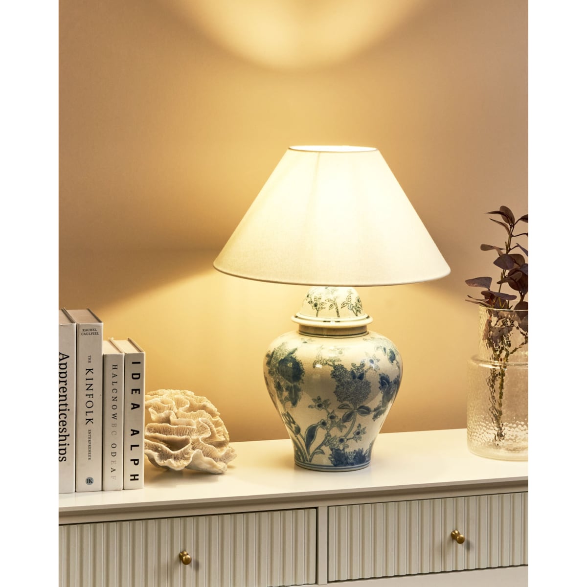 Lampa stołowa SORRAIA Porcelana Biały/ niebieski