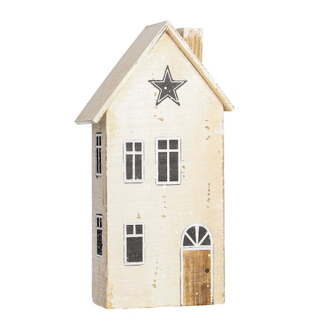 Dekoracja Snow House 25cm white beige boże narodzenie, święta, świąteczne, biały-czarny-beżowy-brązowy, 14 x 6 x 25 cm