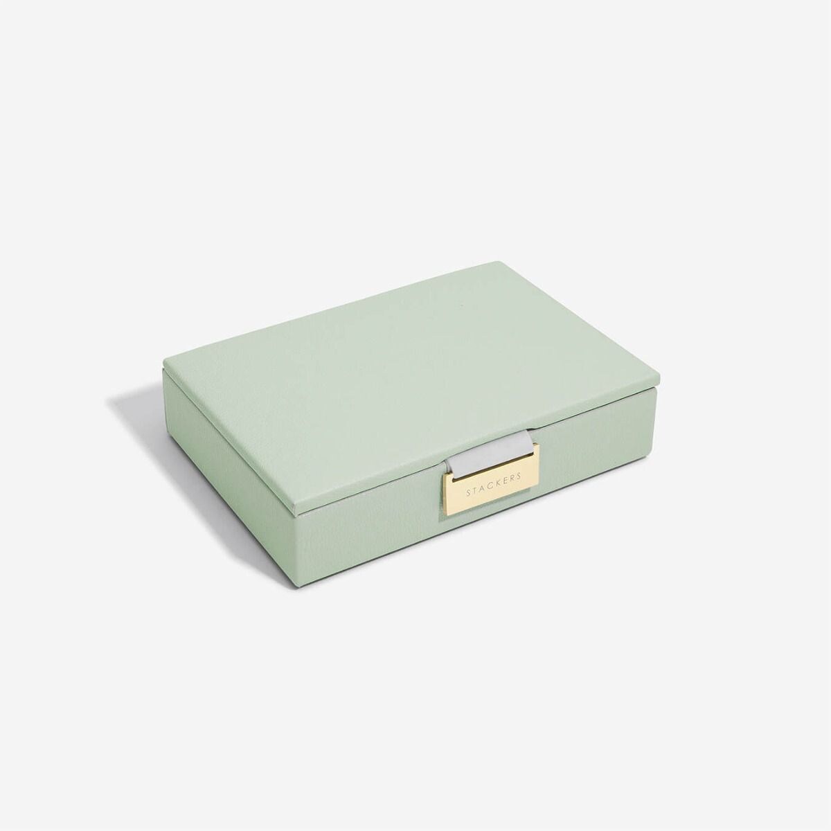 Szkatułka na biżuterię Stackers mini zieleń szałwiowa z pokrywką