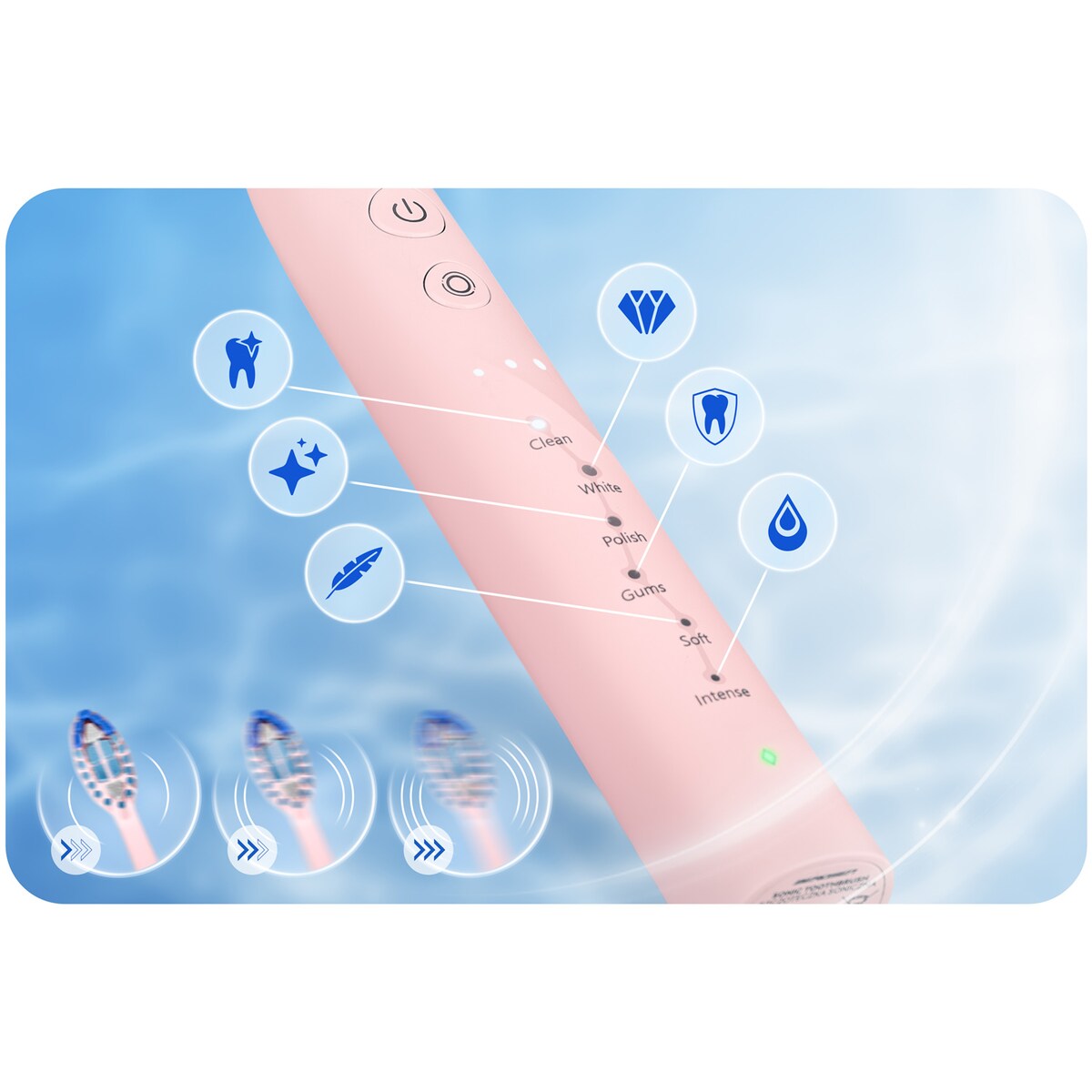 Szczoteczka soniczna do zębów Berdsen Galaxy różowa + etui 322002