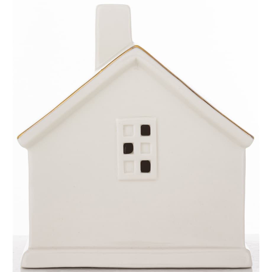 Ceramiczny biały domek LED 13x11,5 cm ADANI - III