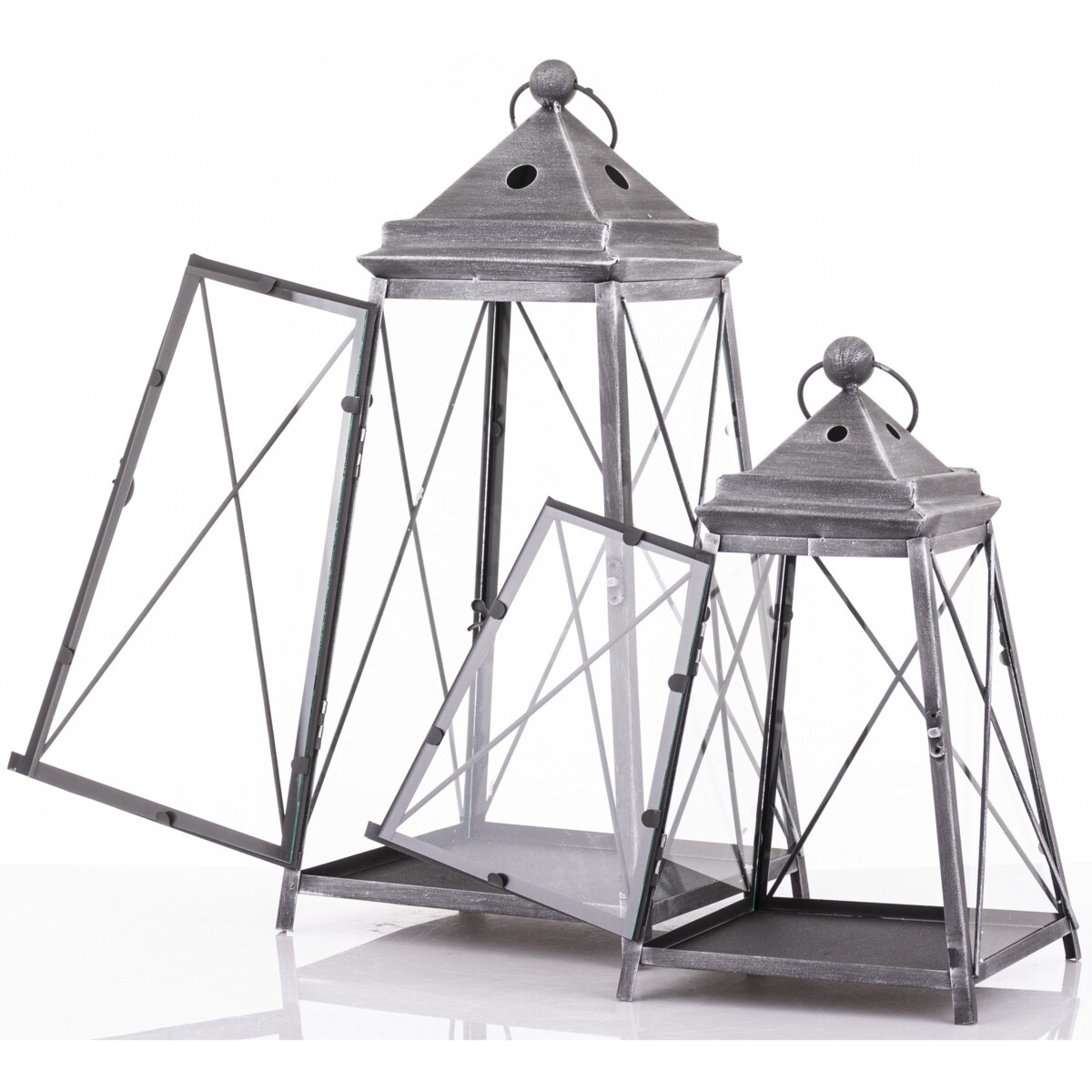 Lampion metalowy 2 szt. VARELA 55x25 cm i 37,5x21 cm