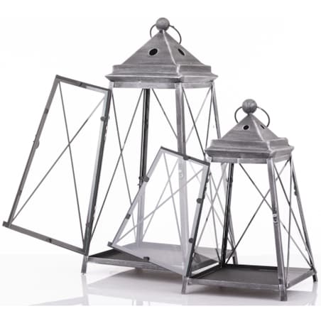 Lampion metalowy 2 szt. VARELA 55x25 cm i 37,5x21 cm