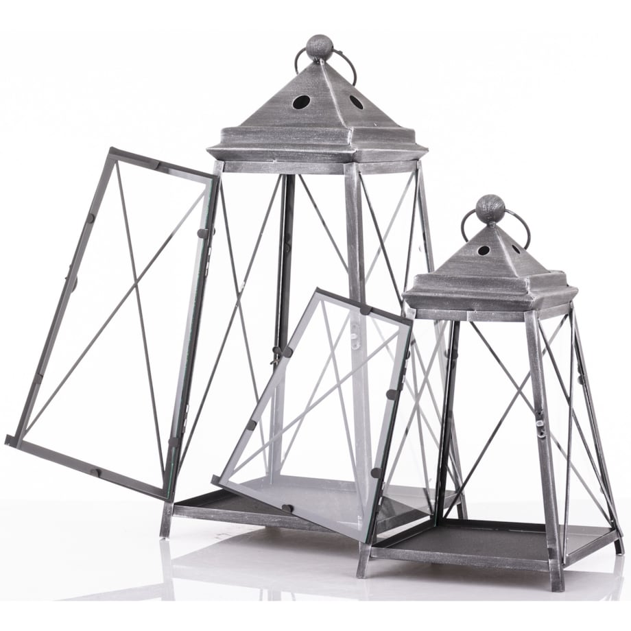 Lampion metalowy 2 szt. VARELA 55x25 cm i 37,5x21 cm