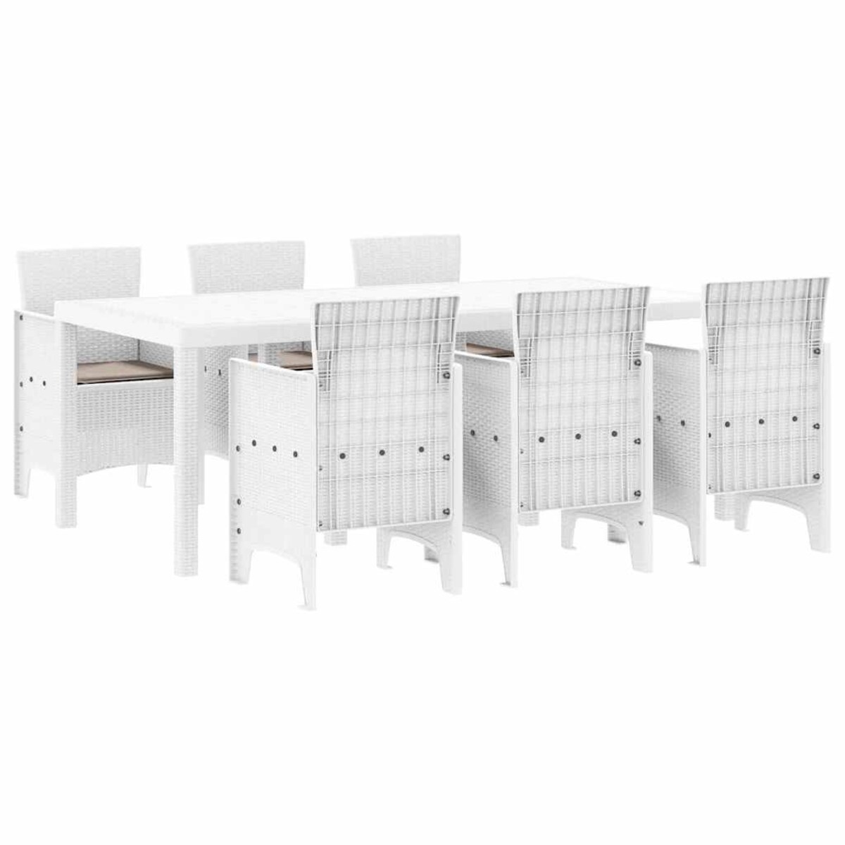 vidaXL Zestaw do jadalni w ogrodzie 7 pcs Biały Rattan Polt