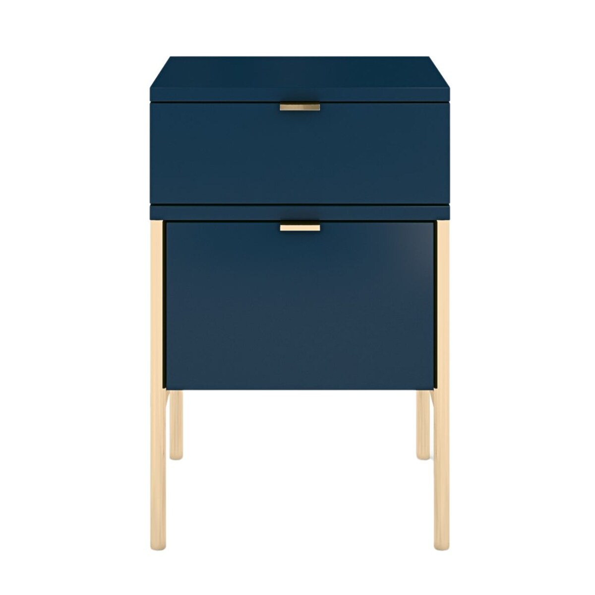 Elegancka granatowa szafka nocna Skandica POLKA na złotych nóżkach