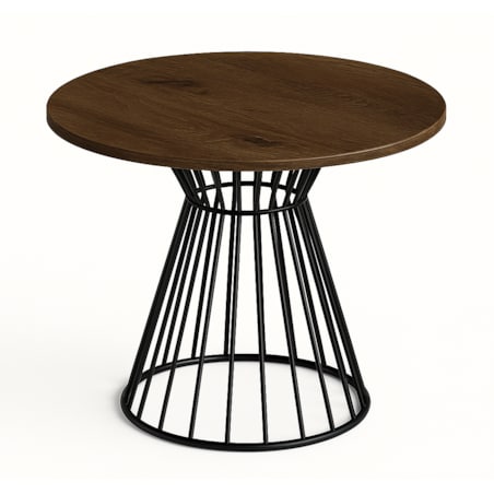 Okrągły stół Reo do salonu z metalową podstawą, blat 110 cm- dąb lefkas