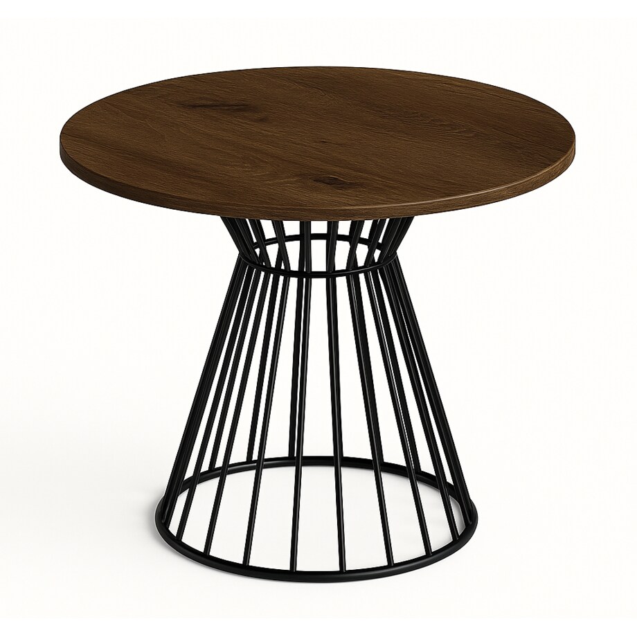 Okrągły stół Reo do salonu z metalową podstawą, blat 110 cm- dąb lefkas