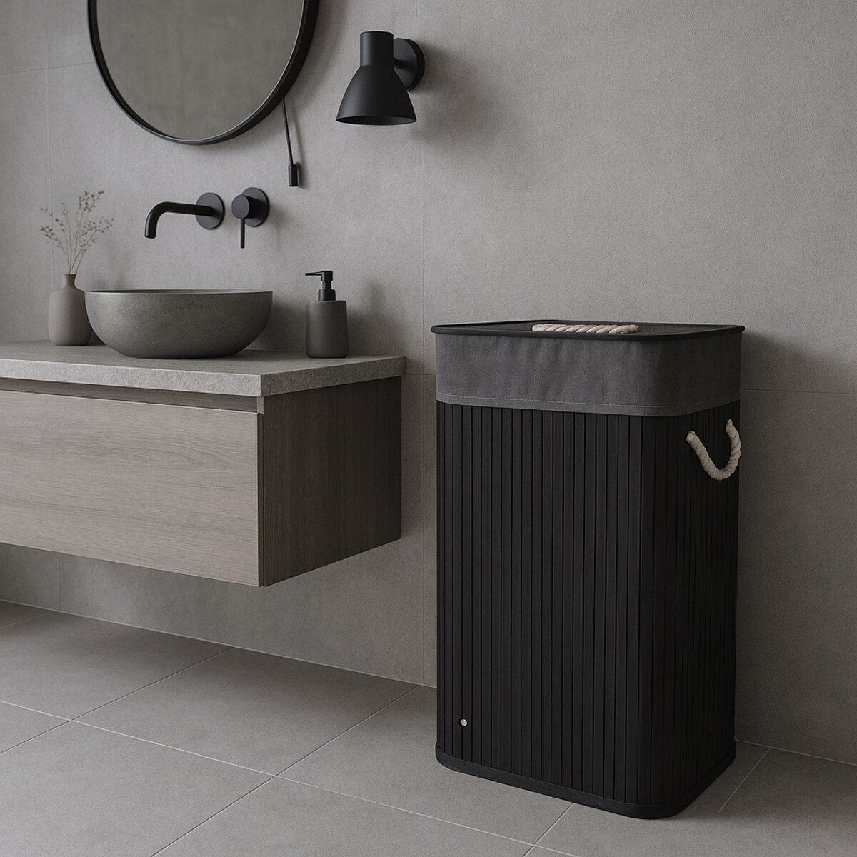 Bambusowy kosz na pranie SADE, 80 l