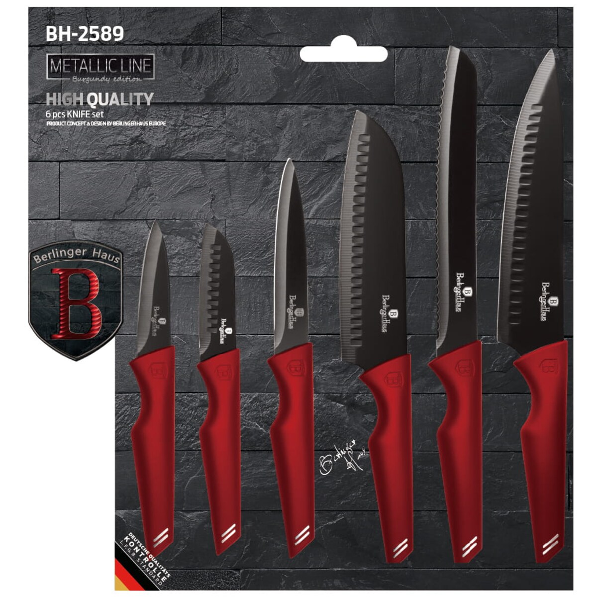 Zestaw 6 noży komplet noże BERLINGER HAUS Burgundy