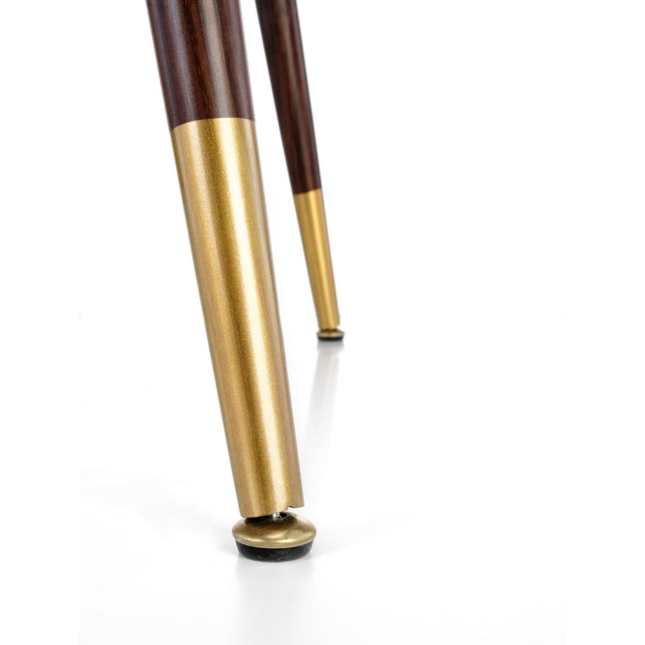 STÓŁ OKRĄGŁY 110 cm Nicode ORZECH złote nogi MDF I STAL