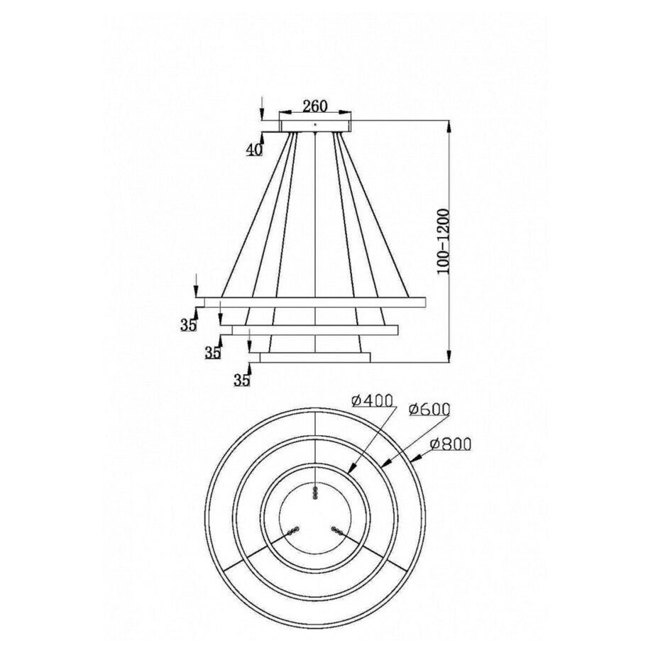 Wisząca lampa pierścienie Rim MOD058PL-L100BS3K Maytoni LED 115W 3000W mosiądz