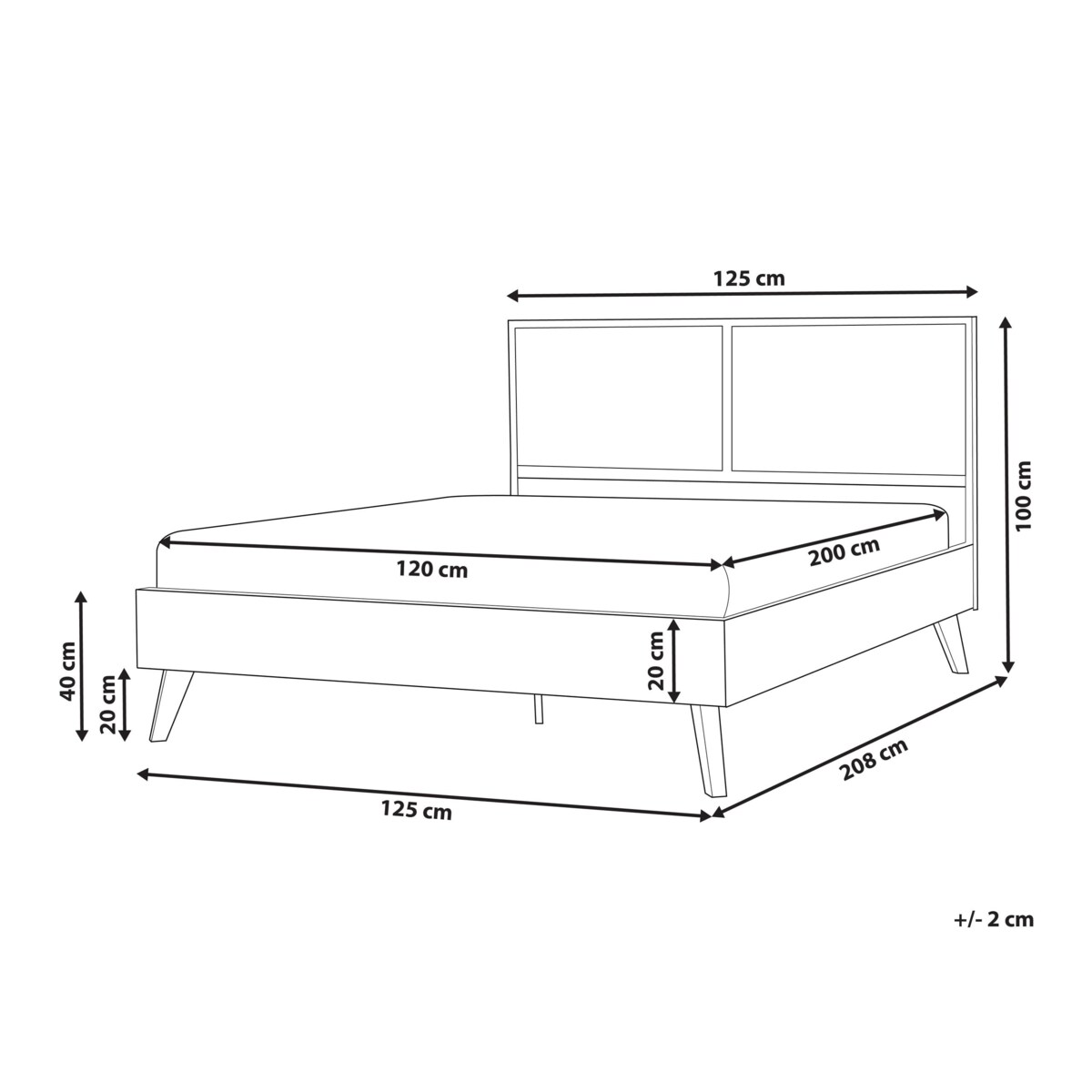 Łóżko Technorattan MONPAZIER 120 x 200 cm Jasnobrązowy