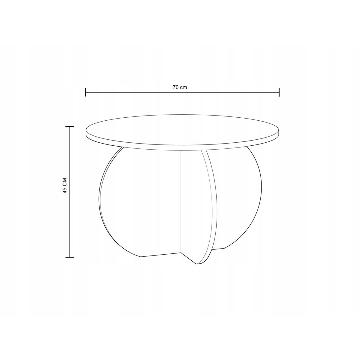 Stolik Kawowy YAPANDI Kaszmir 70 cm Okrągły Japandi Nowoczesny Do Salonu