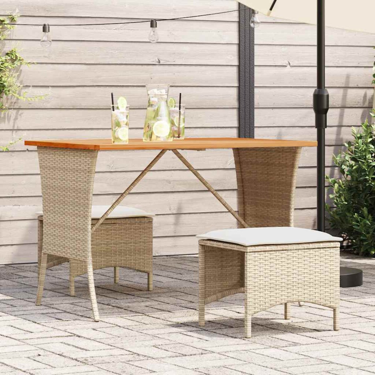 vidaXL Stół ogrodowy z blatem z drewna akacjowego beżowy 105x75x72 cm