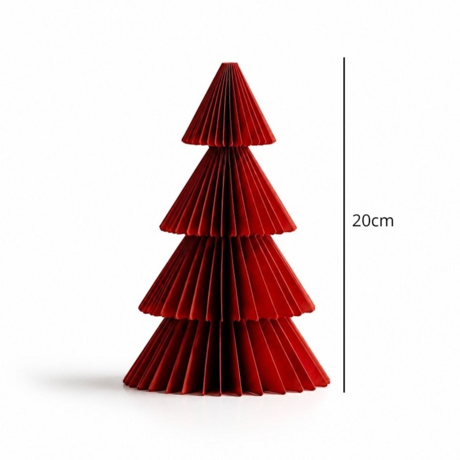 Papierowa dekoracja choinka Bożonarodzeniowa składana, bordowa 20cm WOZ72