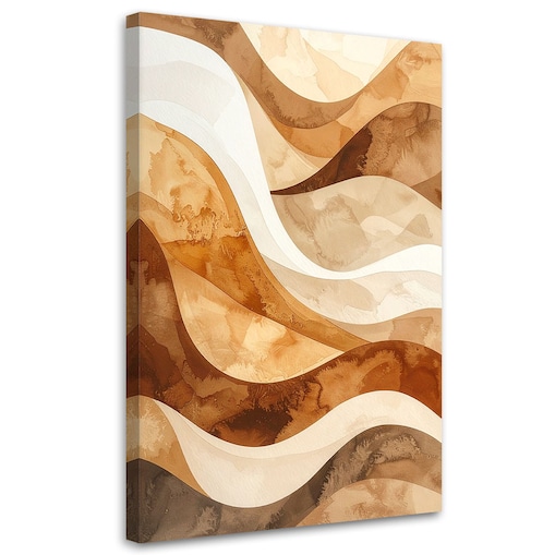 Obraz do salonu sypialni biura loftu, Fale linie abstrakcja w odcieniach beżu