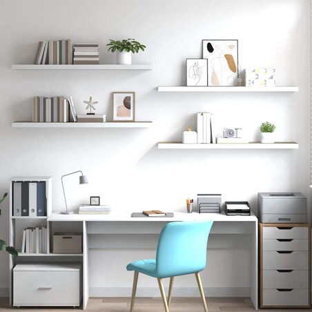 vidaXL Półki ścienne, 4 szt., dębowo-białe, 120 x 23,5 x 3,8 cm, MDF