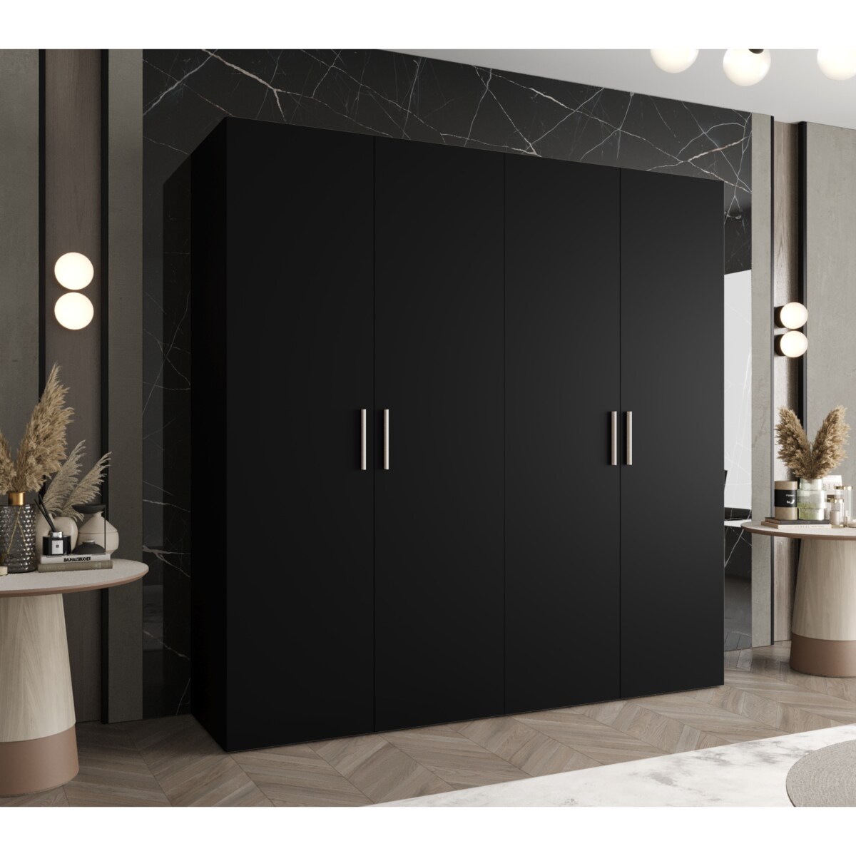 Szafa uchylna otwierana BARI 1 200 wys. 202 cm Czarny + u. Srebrny