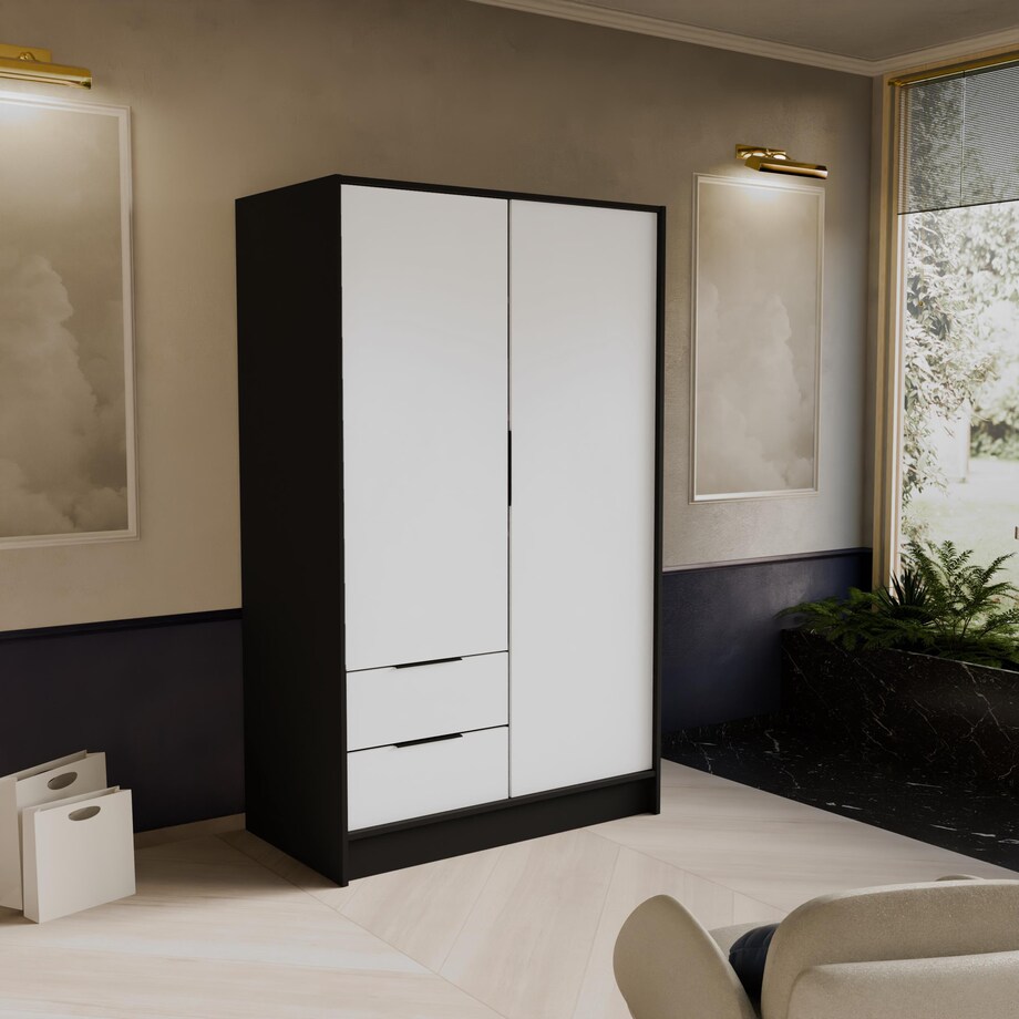 Szafa NIKOLA 103 z regulowanymi półkami do biura, przedpokoju-czarna+biały