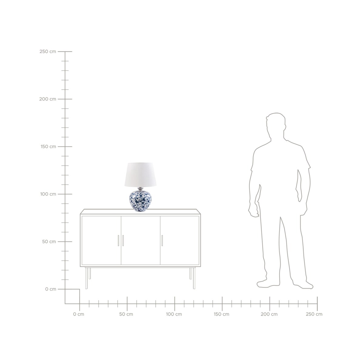 Lampa stołowa SILVES Porcelana Biały/ niebieski