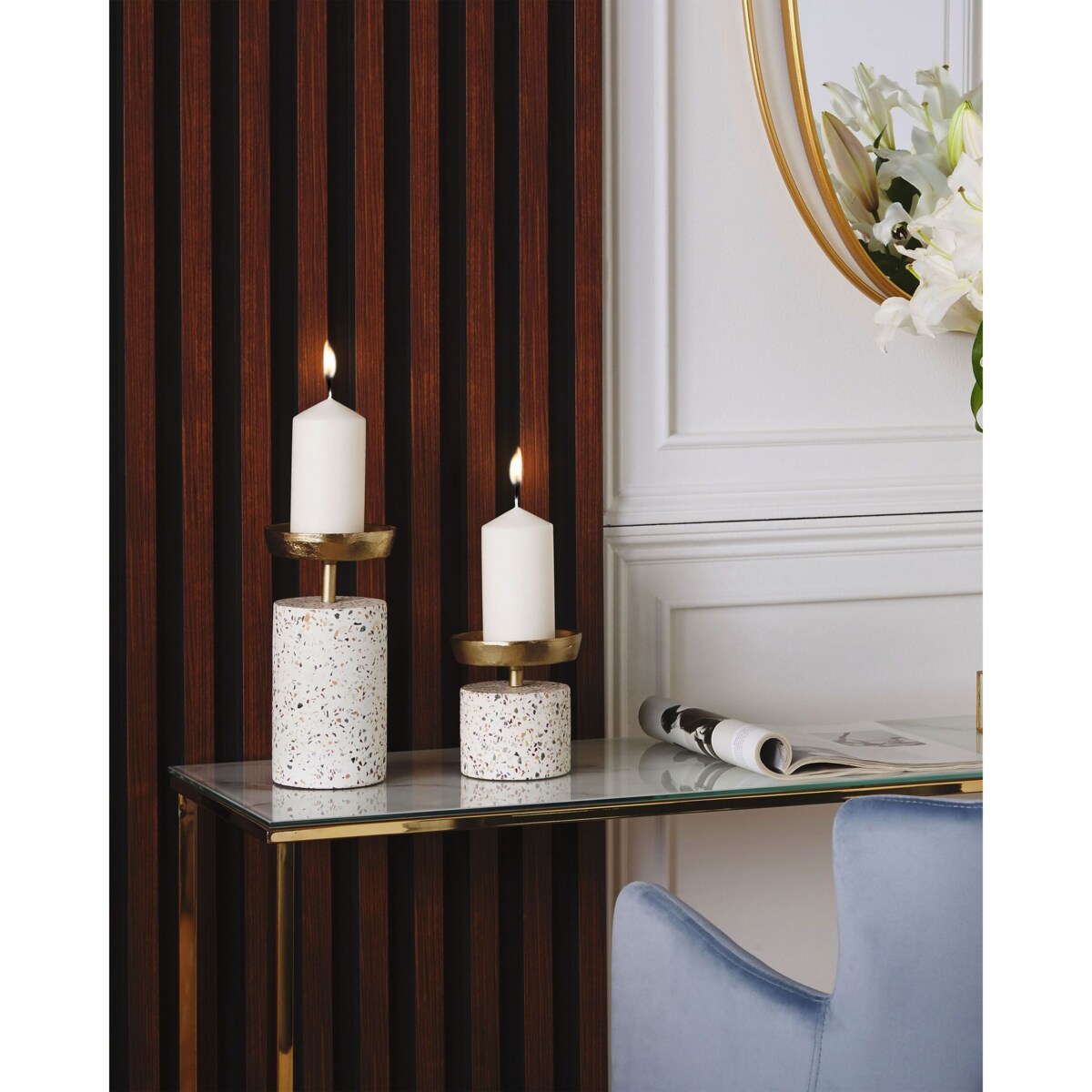 Zestaw 2 świeczników lastryko złoty KAENGAN