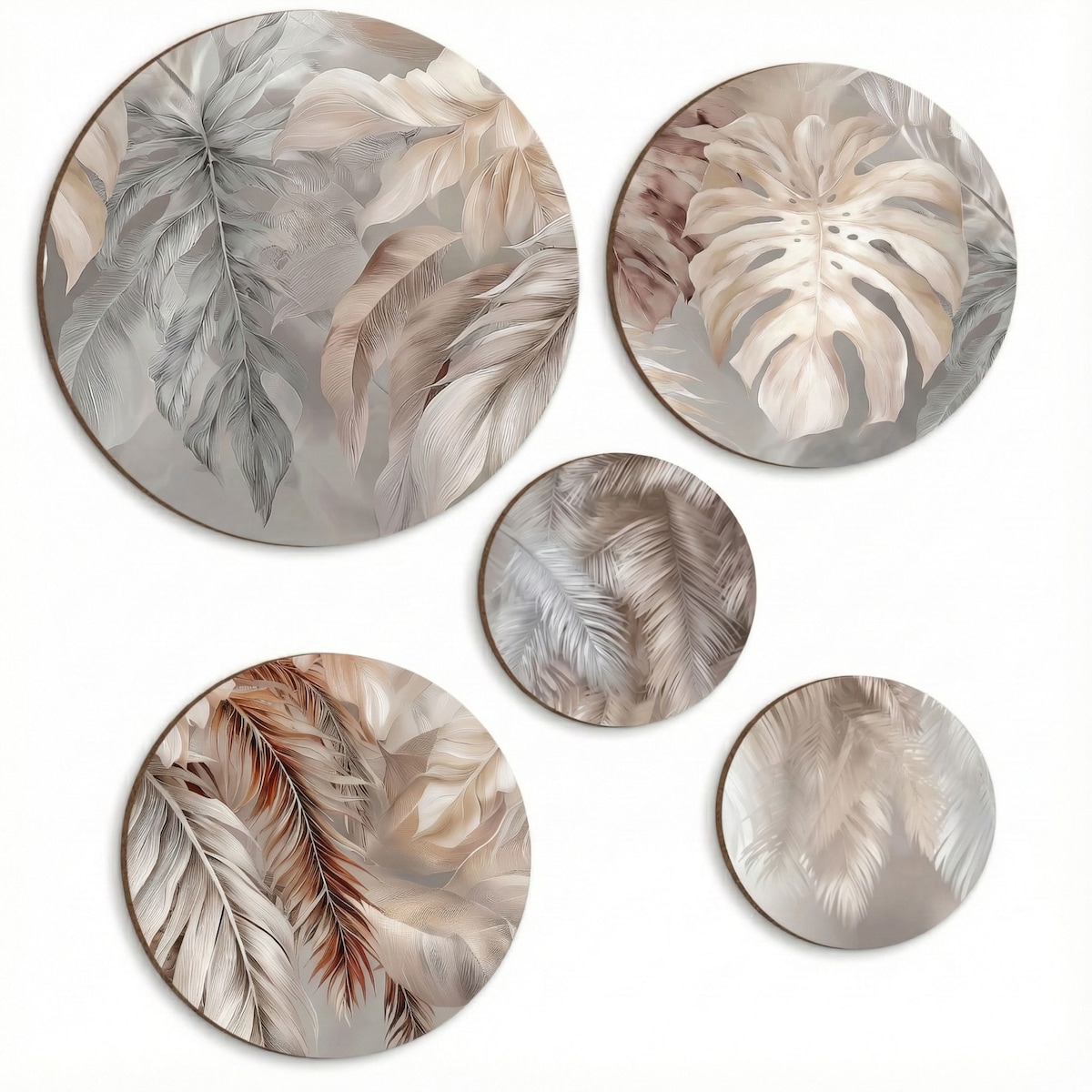 Beżowe Obrazy ścienne Liście Monstera na ścianę do pokoju salonu sypialni