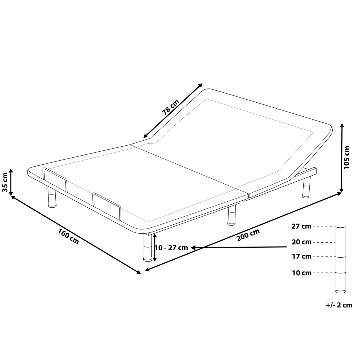 Elektryczny stelaż do łóżka BRUNOY 160 x 200 cm Szary