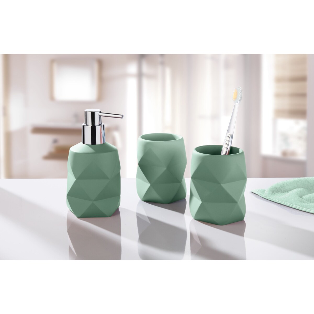 Kleine Wolke Crackle Szczotka WC ze stojakiem zielony