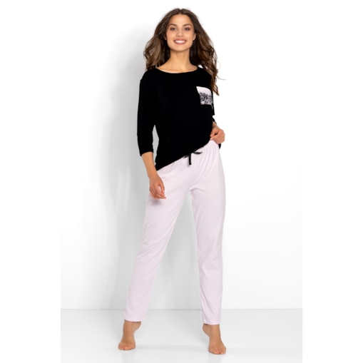 Piżama Ashley Black-Pink, L