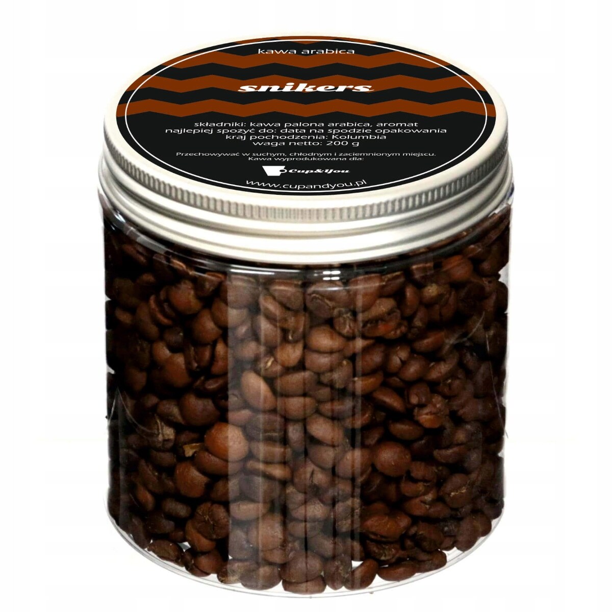 Kawa aromatyzowana o smaku Snickers ziarnista ARABICA Cup&You PREMIUM 200g na prezent upominek dla kobiety mężczyzny faceta mamy taty żony męża