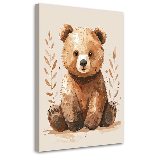 Obraz do pokoju dziecka niemowlaka, Mały niedzwiedź zwierzęta leśne 20x30 cm