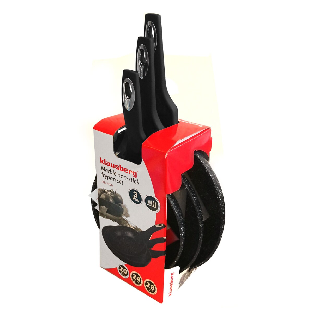 Zestaw 3 patelni granitowych komplet 20/24/28cm KLAUSBERG Marmo Gold