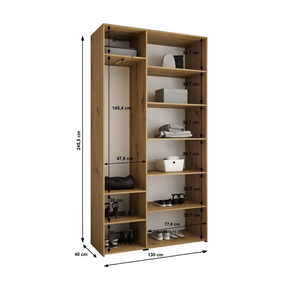 Szafa trzydrzwiowa Como 1 130 gł.40 biały+złoty