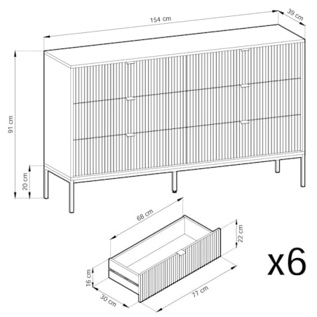 Komoda NEW w stylu glamour KS154 - kaszmirowa + st. czarny
