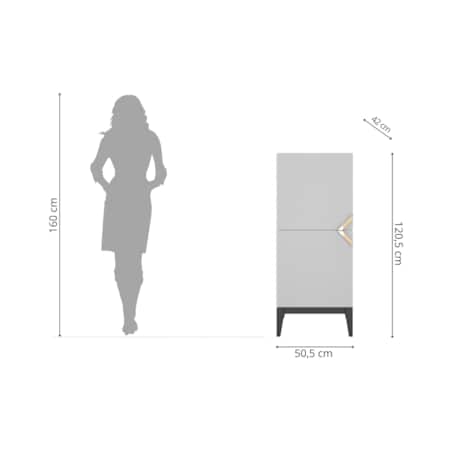 Drewniana komoda Visby DEMI HIGH 2D / kolor biały + czarne nogi / szer. 50,5 cm