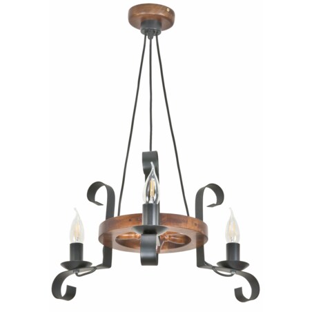 drewniana lampa wisząca edylit 3 punktowa loft retro
