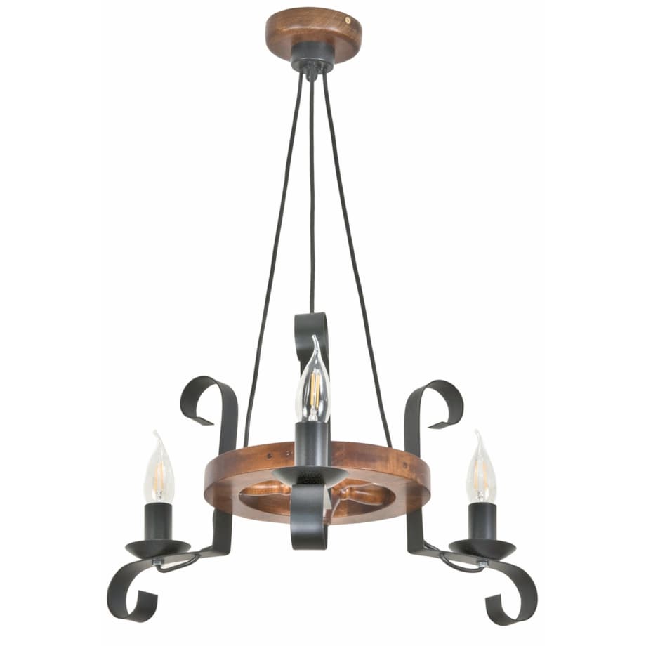 drewniana lampa wisząca edylit 3 punktowa loft retro