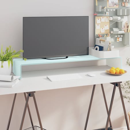 vidaXL Podstawka pod monitor / TV, zielone szkło, 100x30x13 cm