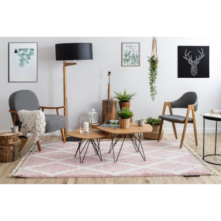 Dywan BERBER TROIK A0010 różowy / biały 140x190 cm