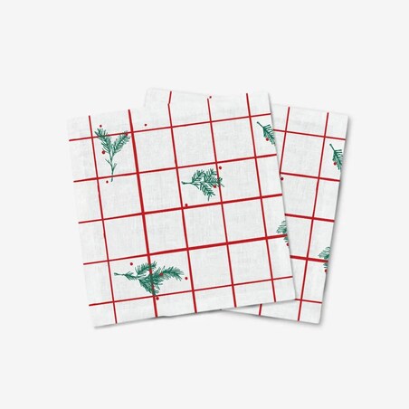 Serwetki świąteczne - krata i gałązki (2szt.)