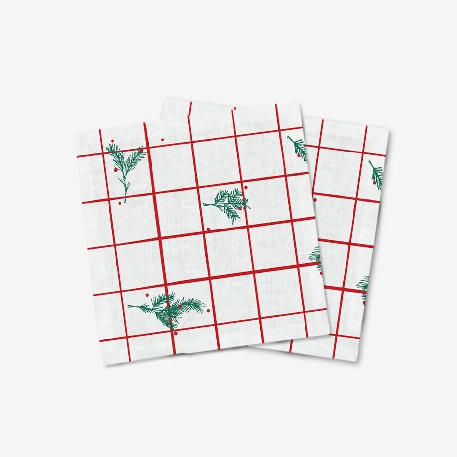 Serwetki świąteczne - krata i gałązki (2szt.)