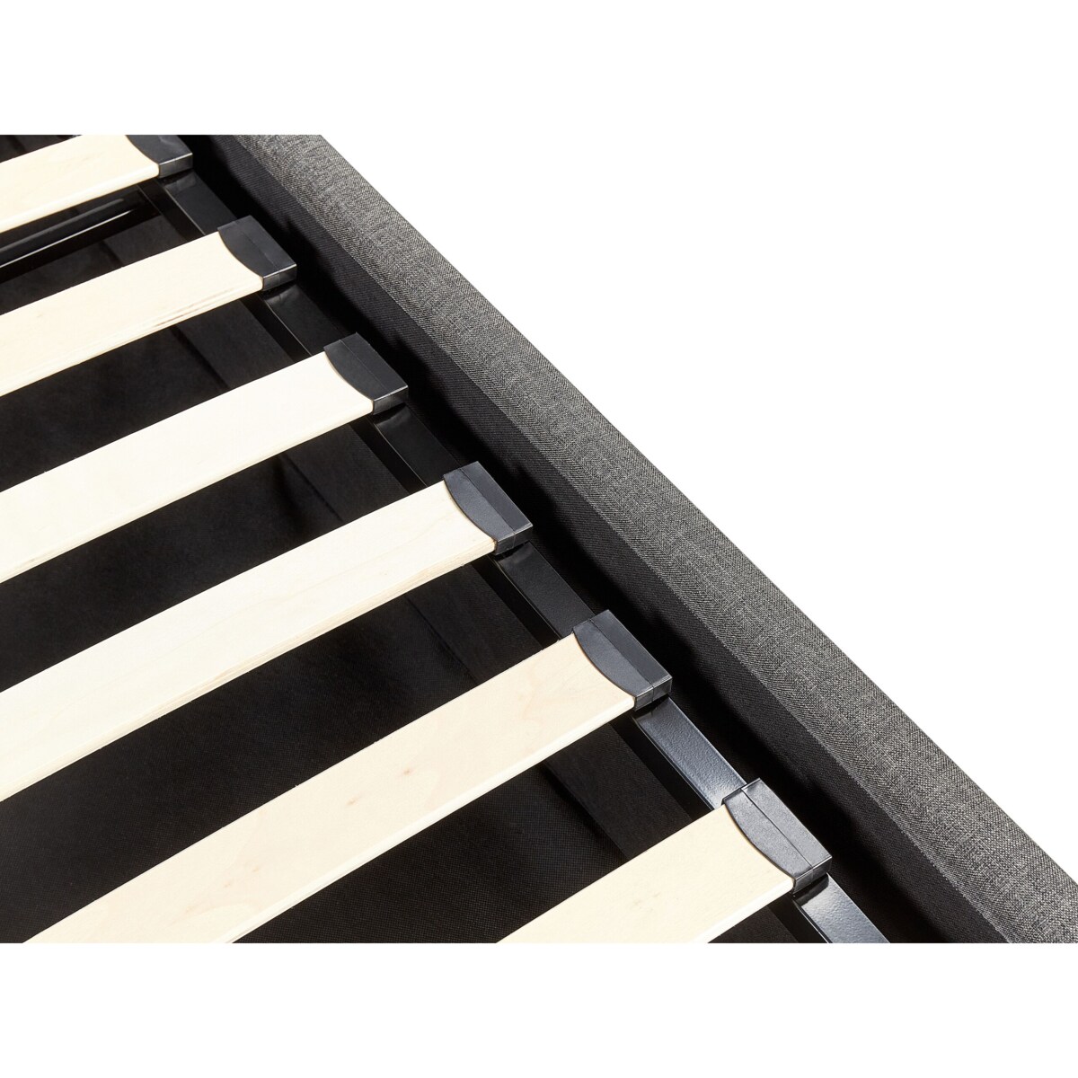 Łóżko z pojemnikiem tapicerowane 140 x 200 cm szary ORBEY