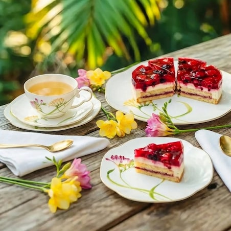 VILLA ITALIA Filiżanka do herbaty porcelanowa 200 ml ze spodkiem AROMA di FRESIA